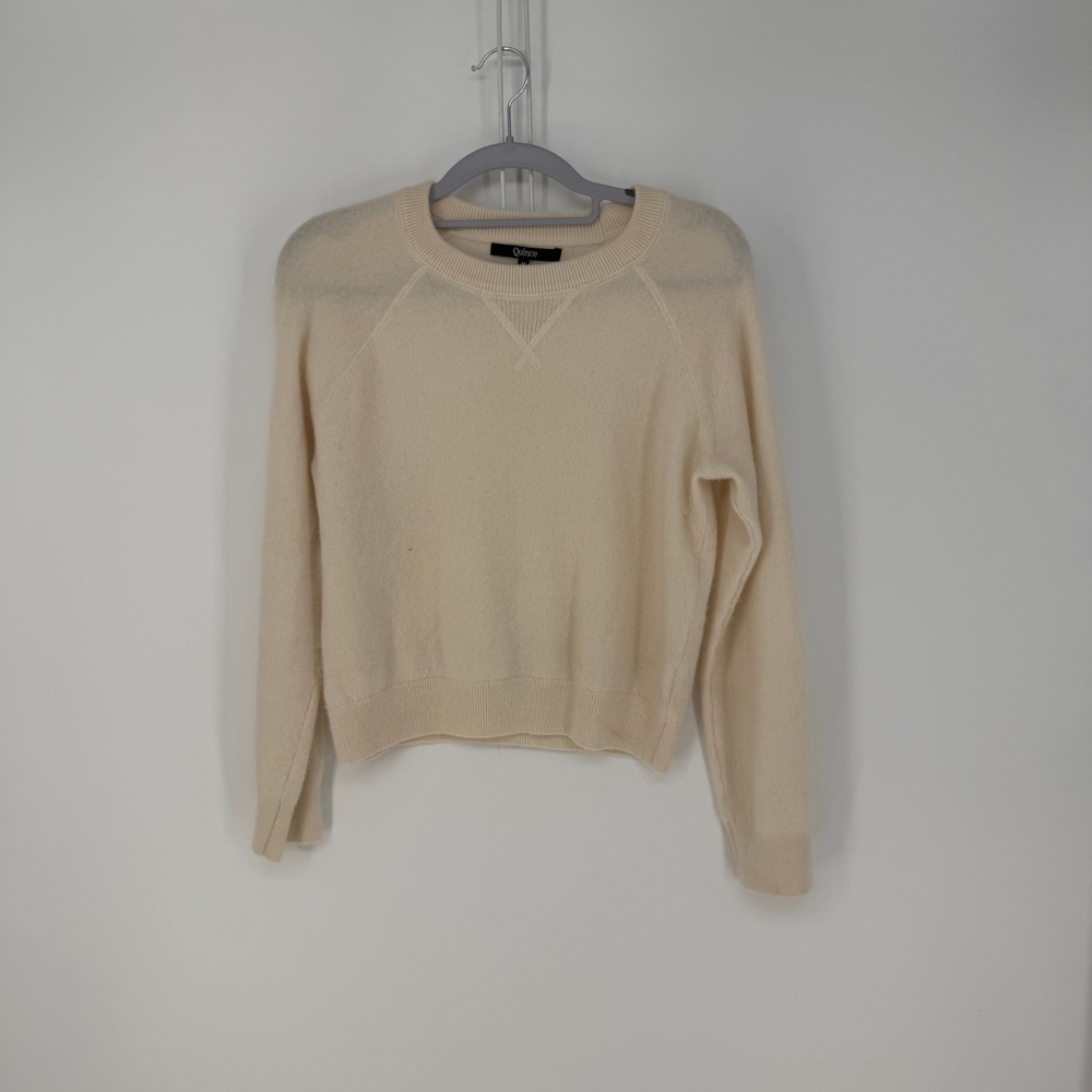 Quince Sweater Women Medium Cream 100% Cashmere Crew Neck Raglan Minimalist Soft